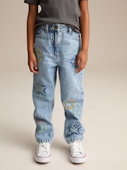 Mid Blue SmileyWorld® 100% Cotton Mom Jeans (3-16yrs) - Image 1 of 5