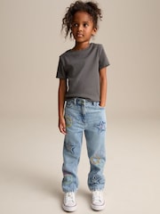 Mid Blue SmileyWorld® 100% Cotton Mom Jeans (3-16yrs) - Image 2 of 5