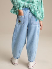 Mid Blue Pull On Embroidered Barrel 100% Cotton Jeans (3-16yrs) - Image 3 of 8