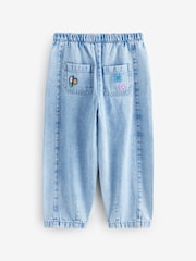Mid Blue Pull On Embroidered Barrel 100% Cotton Jeans (3-16yrs) - Image 6 of 8