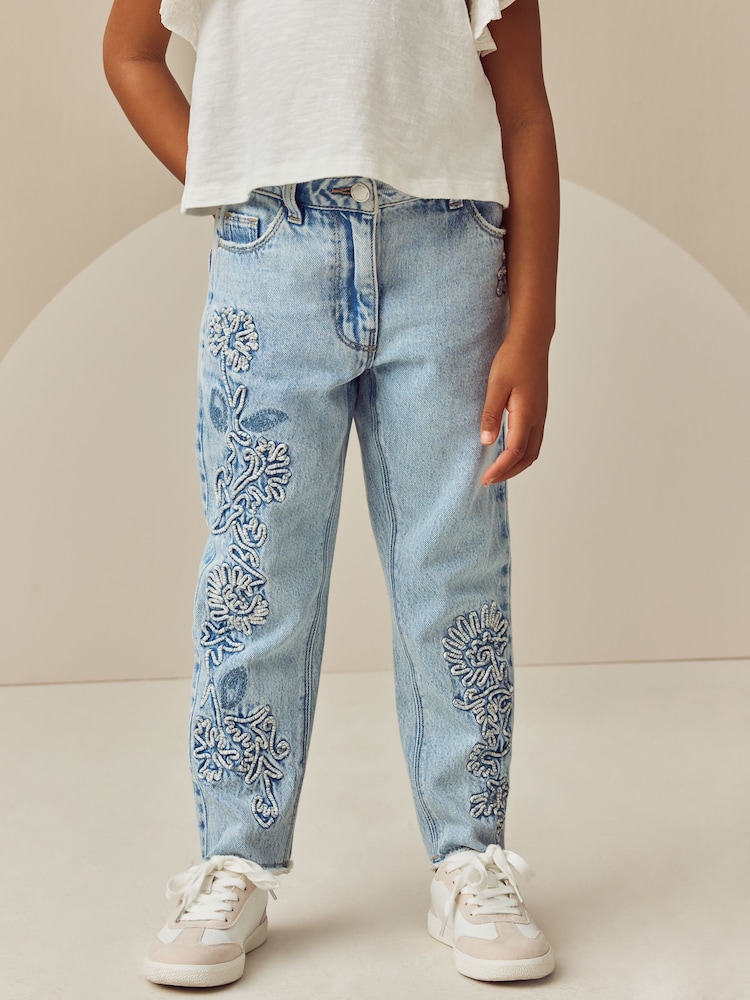 Light Blue Mom Cornelli 100% Cotton Jeans (3-16yrs) - Image 1 of 5