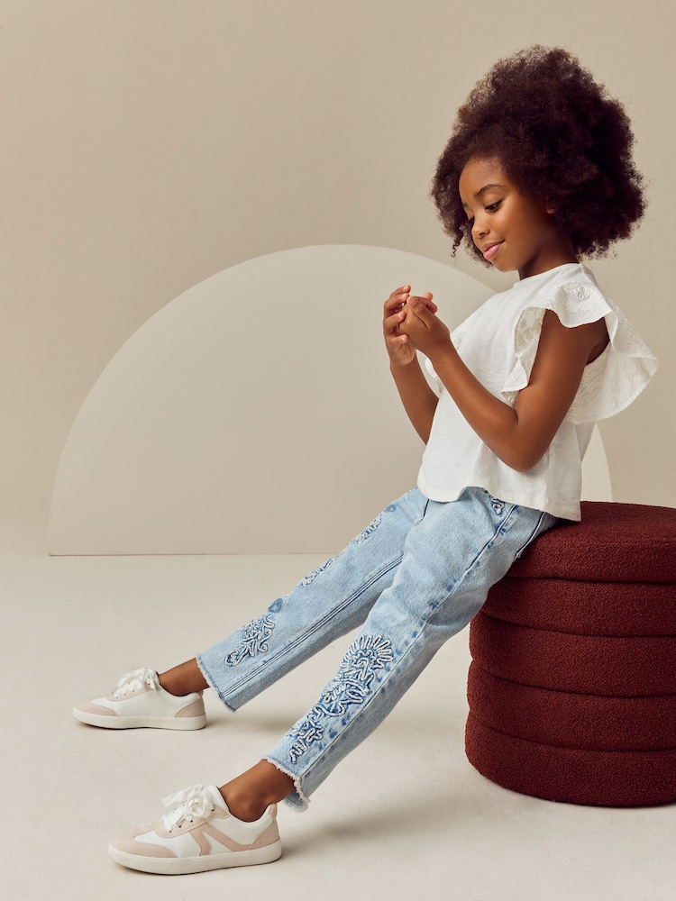 Light Blue Mom Cornelli 100% Cotton Jeans (3-16yrs) - Image 2 of 5