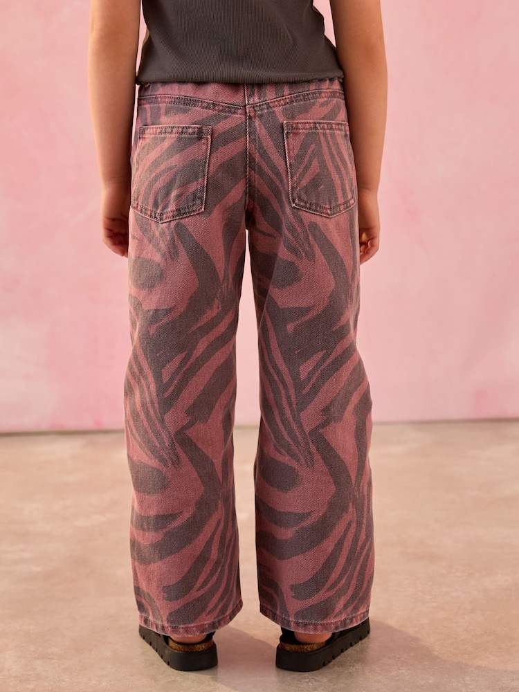 Berry Zebra Print Wide Leg Jeans (3-16yrs) - Image 3 of 4
