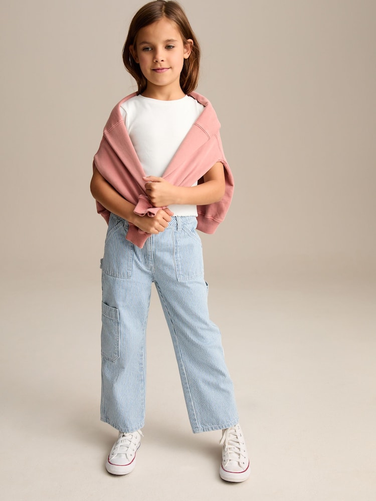 Blue Denim 100% Cotton Straight Leg Stripe Jeans (3-16yrs) - Image 3 of 5