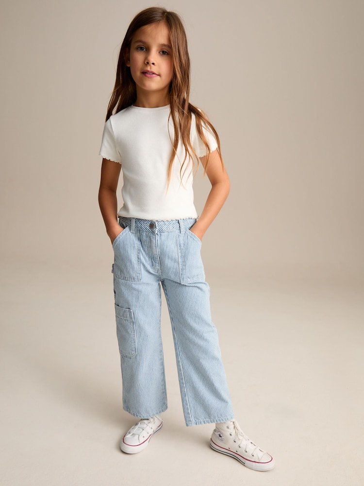 Blue Denim 100% Cotton Straight Leg Stripe Jeans (3-16yrs) - Image 4 of 5