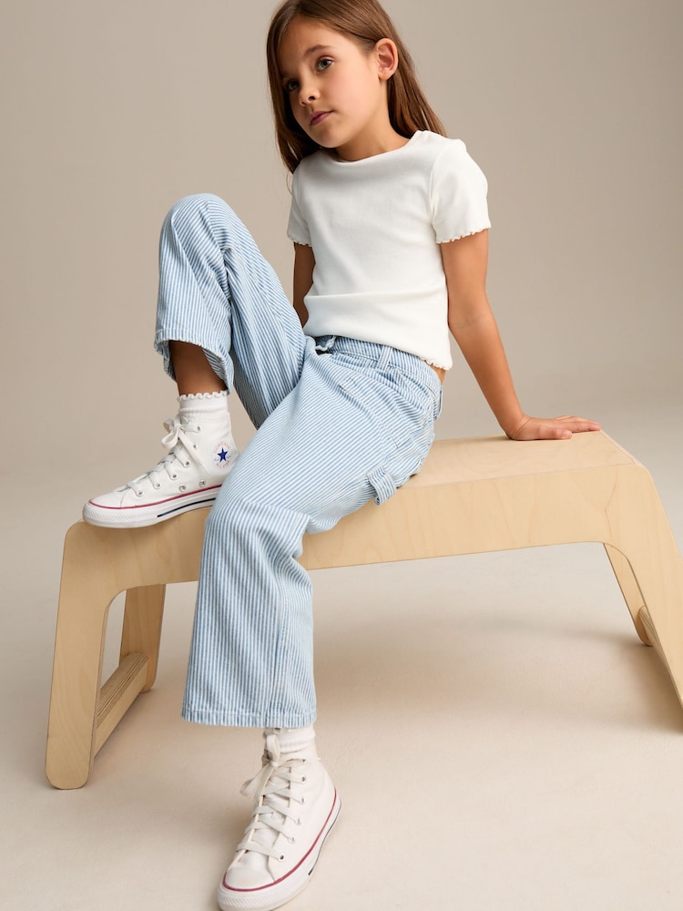 Blue Denim 100% Cotton Straight Leg Stripe Jeans (3-16yrs) - Image 5 of 5