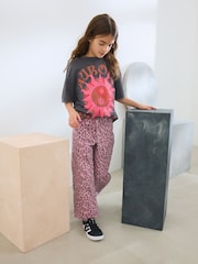 Pink Leopard Print Wide Leg Jeans (3-16yrs) - Image 3 of 4