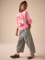 Black & White Gingham Barrel Leg Trousers (3-16yrs) - Image 3 of 9