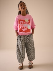 Black & White Gingham Barrel Leg Trousers (3-16yrs) - Image 4 of 9
