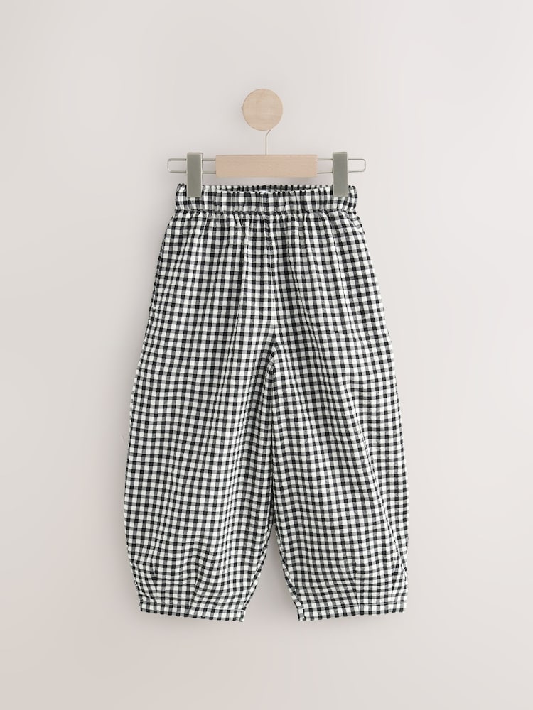 Black & White Gingham Barrel Leg Trousers (3-16yrs) - Image 5 of 9