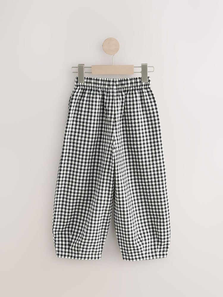 Black & White Gingham Barrel Leg Trousers (3-16yrs) - Image 6 of 9