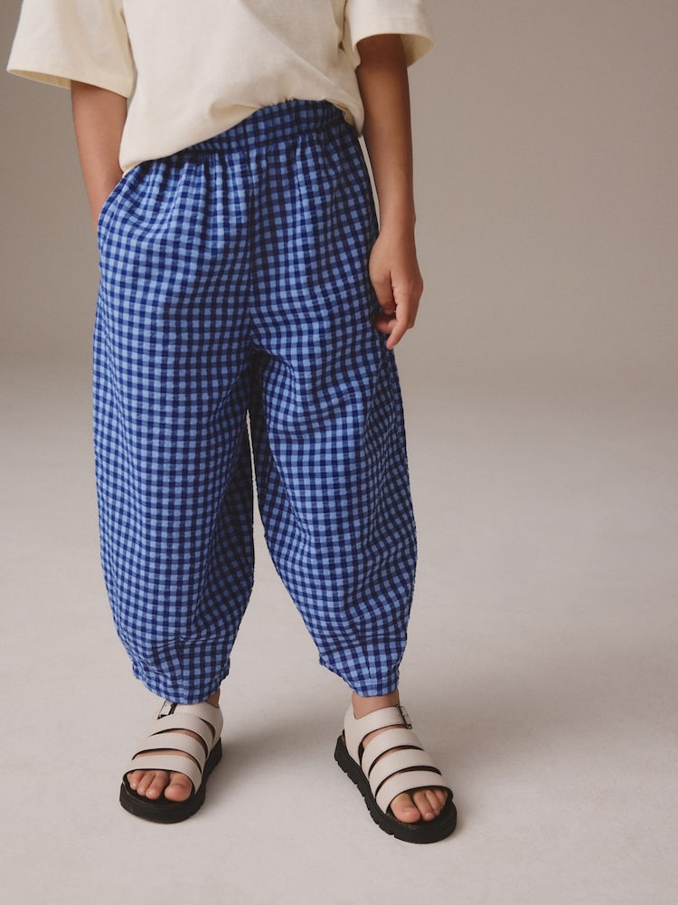 Blue Gingham Barrel Leg Trousers (3-16yrs) - Image 1 of 9