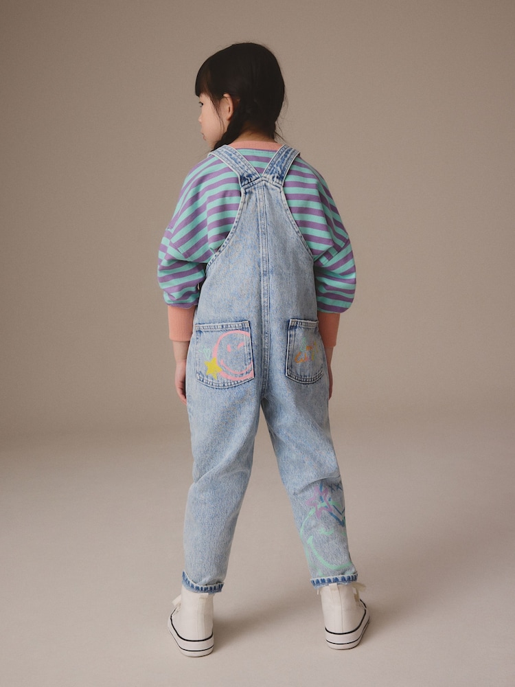 Denim SmileyWorld® 100% Cotton Dungarees (3-16yrs) - Image 2 of 10