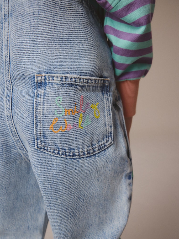 Denim SmileyWorld® 100% Cotton Dungarees (3-16yrs) - Image 3 of 10