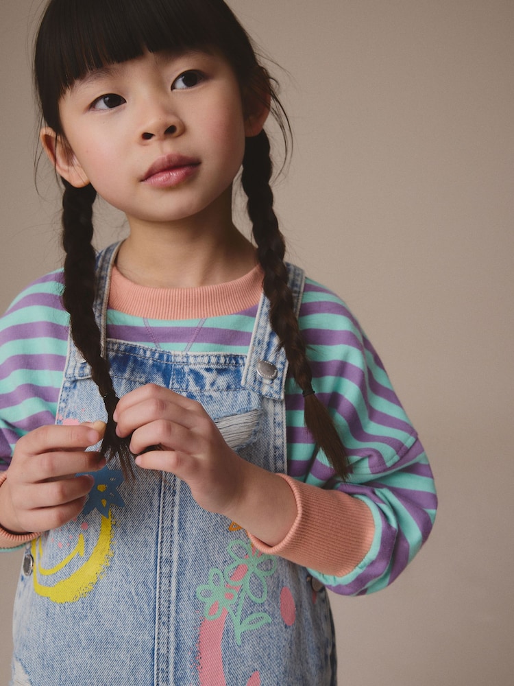 Denim SmileyWorld® 100% Cotton Dungarees (3-16yrs) - Image 4 of 10