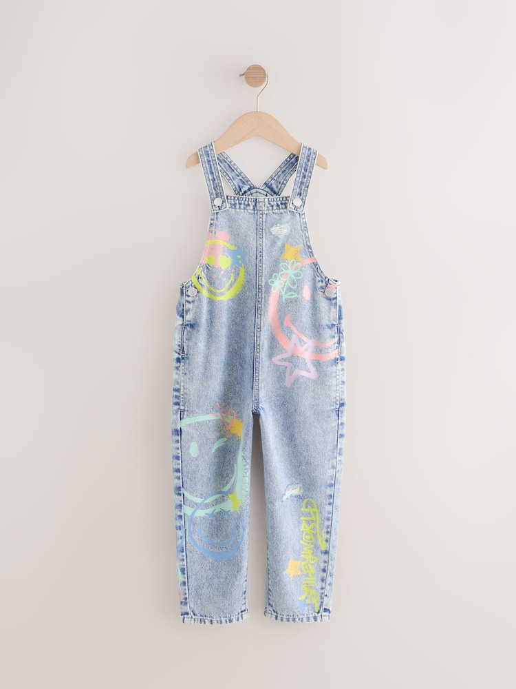 Denim SmileyWorld® 100% Cotton Dungarees (3-16yrs) - Image 5 of 10