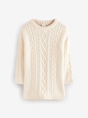 Ecru Cream Cable Long Sleeve Jumper Dress - Image 1 of 1