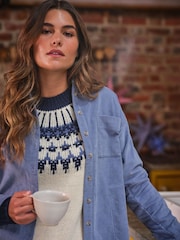 FatFace Dusky Blue Carolin Cord 100% Cotton Shirt - Image 1 of 6
