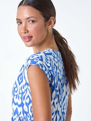 Roman Blue Print Midi Smock Dress - Image 4 of 5