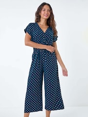 Roman Blue Metallic Foil Print Jumpsuit - Image 2 of 5