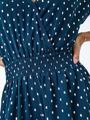 Roman Blue Metallic Foil Print Jumpsuit - Image 5 of 5