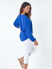 Roman Blue Plain Long Sleeve Tie Front Top - Image 3 of 5