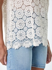 Roman Natural 100% Cotton Crochet Stretch Knitted Vest - Image 5 of 5