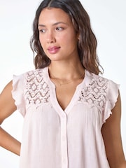Pink - Roman Sleeveless Lace Detail Blouse - Image 4 of 5