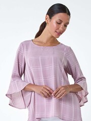Roman Pink Satin Stripe Frill Sleeve Top - Image 1 of 5