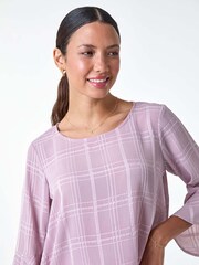 Roman Pink Satin Stripe Frill Sleeve Top - Image 4 of 5