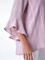 Roman Pink Satin Stripe Frill Sleeve Top - Image 5 of 5