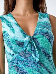 Roman Green Burnout Abstract Knot Front Stretch Dress - Image 5 of 5
