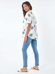 Roman White Cotton Blend Dandelion Print Shirt - Image 3 of 5