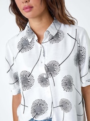 Roman White Cotton Blend Dandelion Print Shirt - Image 5 of 5