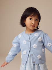 Blue Pleated Sleeve Cardigan (3mths-10yrs) - Image 1 of 7