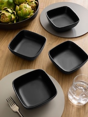 Black Square Set of 4 Cereal Bowls - Image 1 of 4