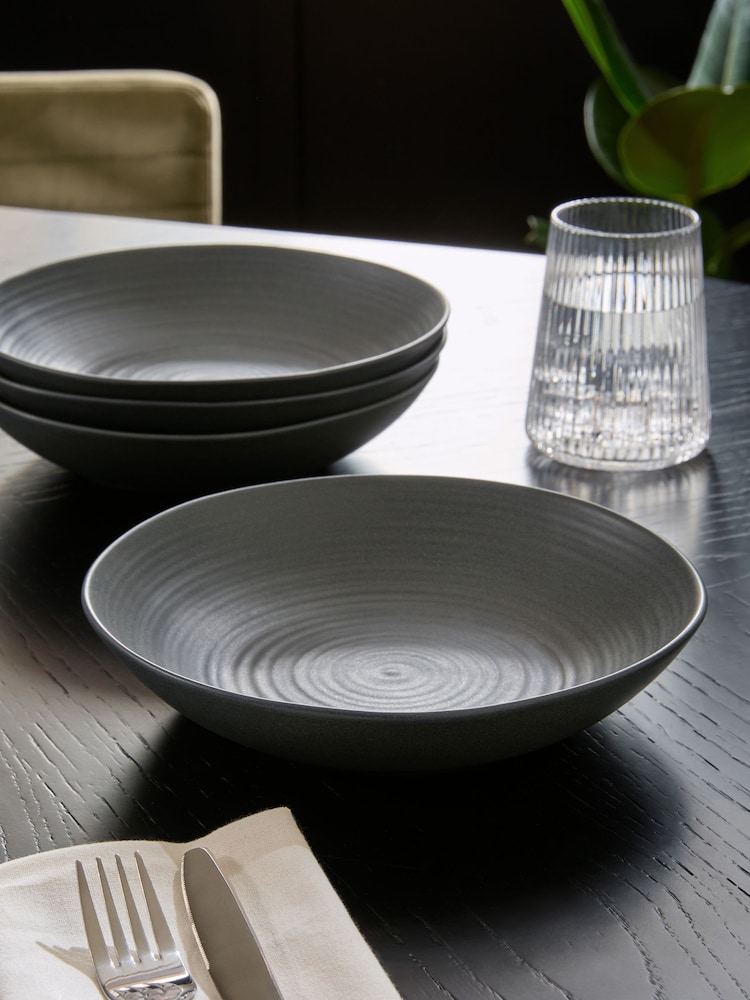 Set of 4 Charcoal Grey Kya Pasta Bowls - Image 1 of 4
