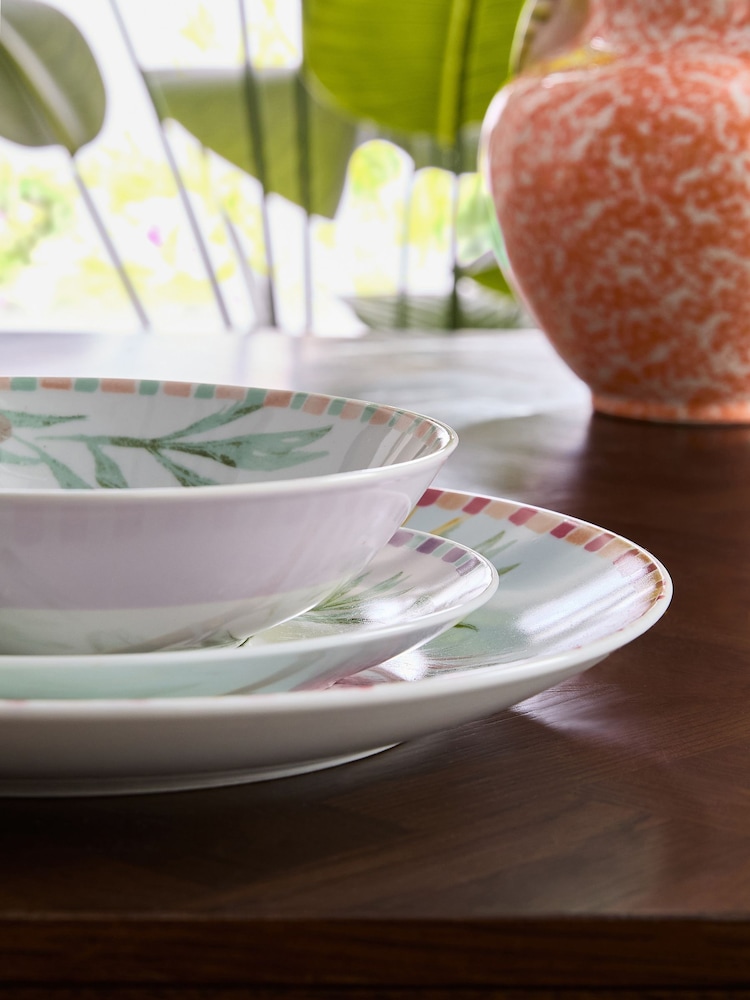 12 Piece Multi Colour Love Birds Dinner Set - Image 4 of 6