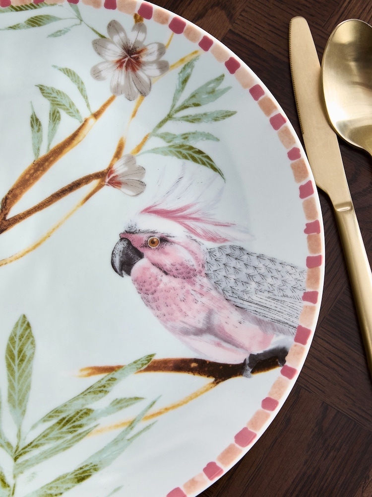 12 Piece Multi Colour Love Birds Dinner Set - Image 5 of 6