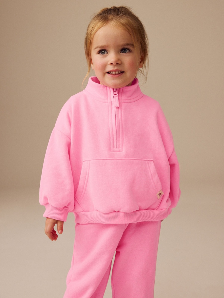 Fluro Pink Half Zip Sweatshirt (3mths-7yrs) - Image 1 of 7