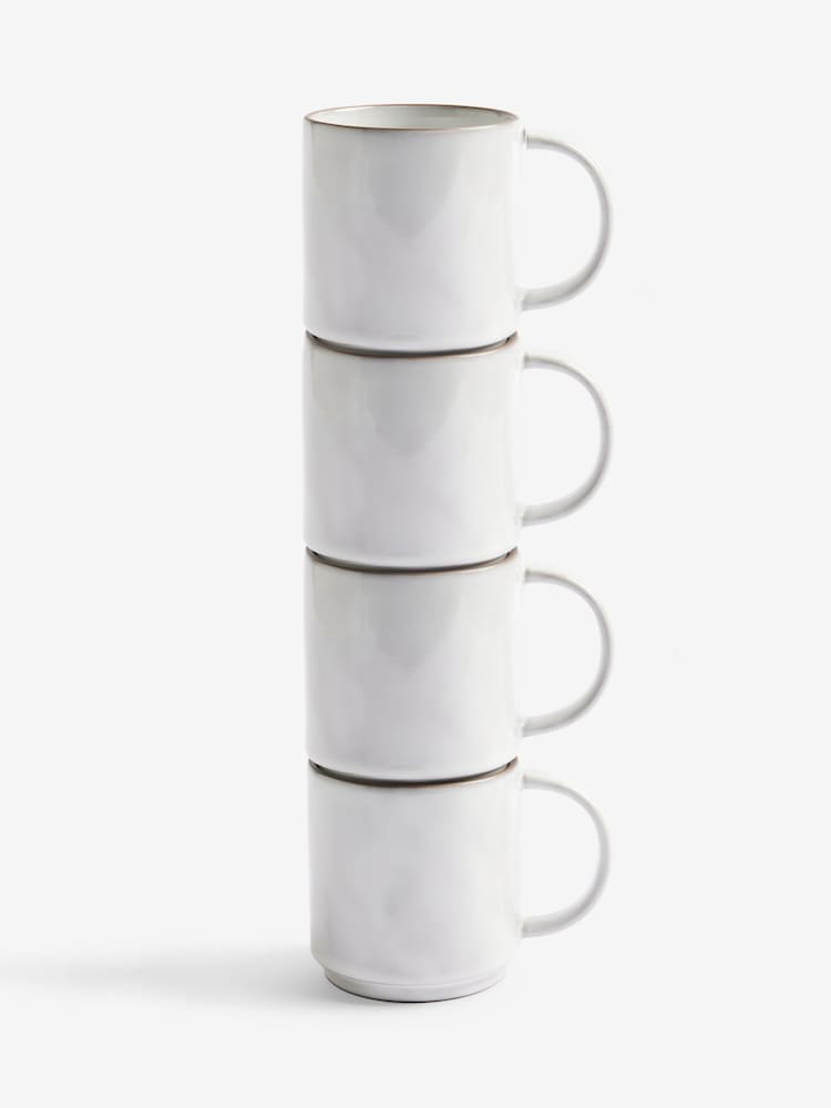Set of 4 Light Grey Cloud Stacking Mugs - Image 3 of 4