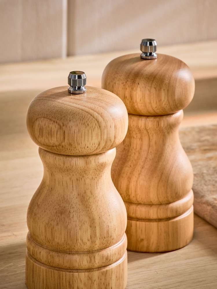 Natural Wood Country Filled Salt and Pepper Grinders - Image 2 of 3