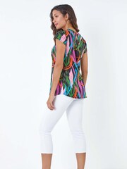 Roman Multi Contrast Leaf Print Stretch T-Shirt - Image 3 of 5