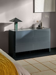 MADE.COM Blue Glass Eleni 6 Drawer Wide Chest of Drawers - Image 1 of 6