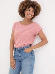 FatFace Ivy Organic Cotton Blush Pink T-Shirt - Image 1 of 8
