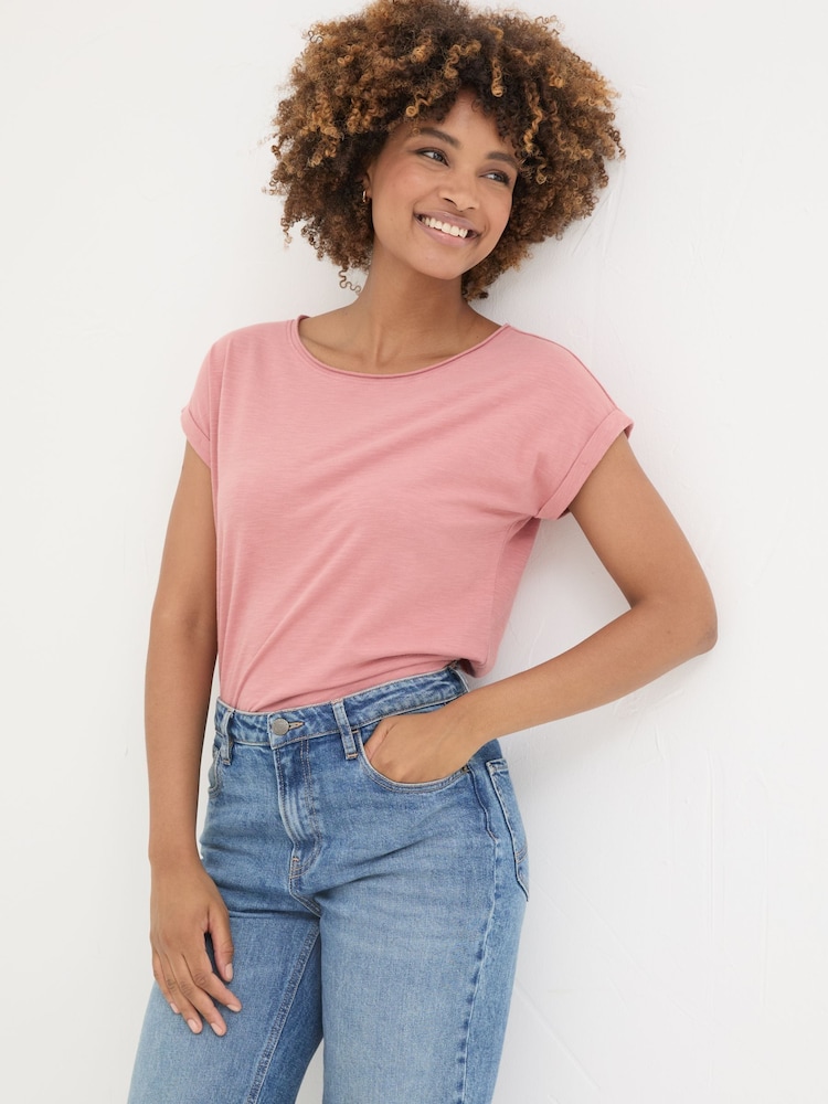 FatFace Ivy Organic Cotton Blush Pink T-Shirt - Image 1 of 8 FatFace Ivy Organic Cotton Blush Pink T-Shirt - Image 1 of 8