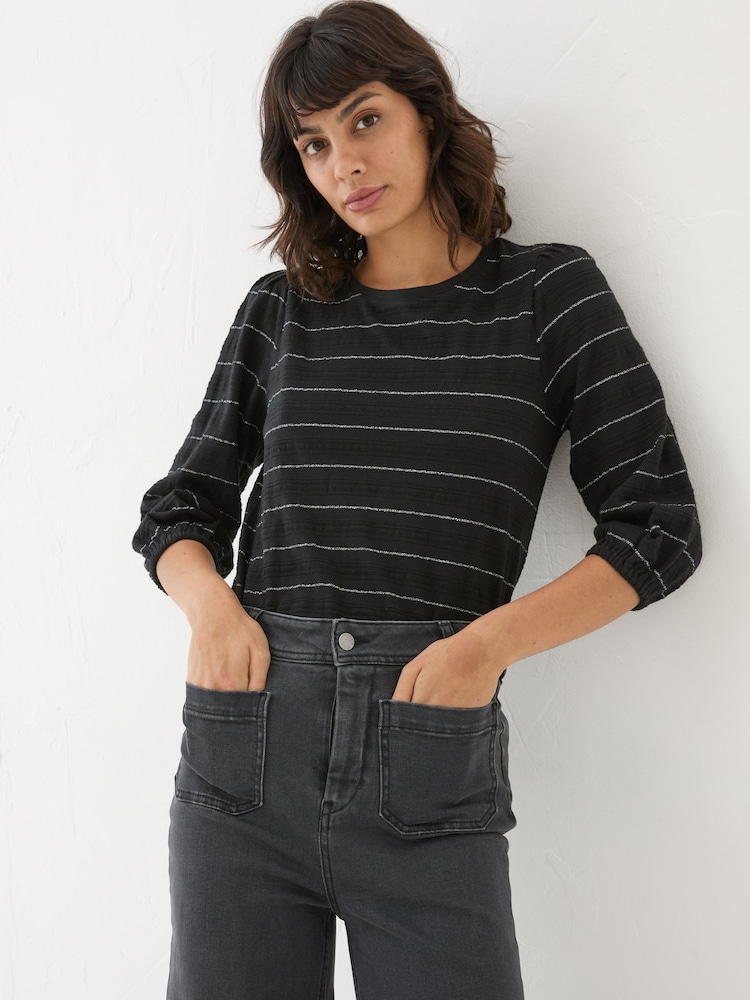 FatFace Penny Black Stripe Top - Image 1 of 7