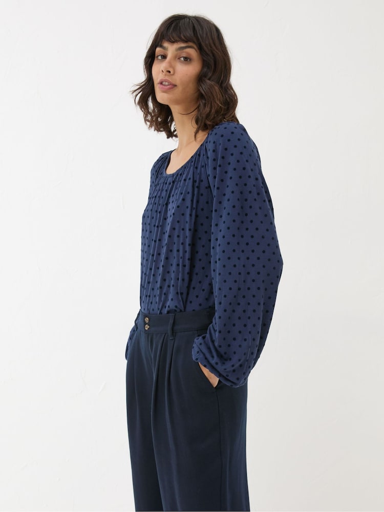FatFace Lily Blue Navy Spot Top - Image 1 of 5