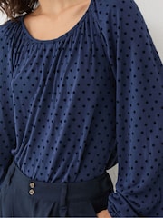 FatFace Lily Blue Navy Spot Top - Image 4 of 5