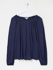 FatFace Lily Blue Navy Spot Top - Image 5 of 5